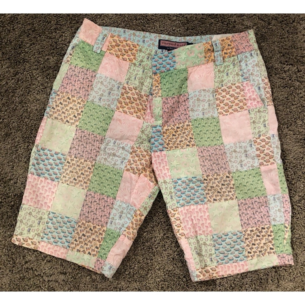 Vineyard Vines Shorts Womens 4 Multicolor Patchwork Nautical Quilted Sea‎ Life